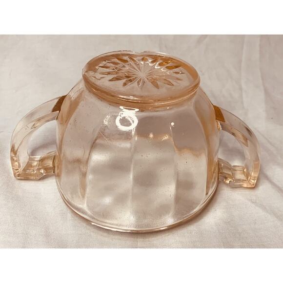 Anchor Hocking Pink Depression Glass Sugar Bowl Dish Vintage Small Two Handles - Picture 3 of 6